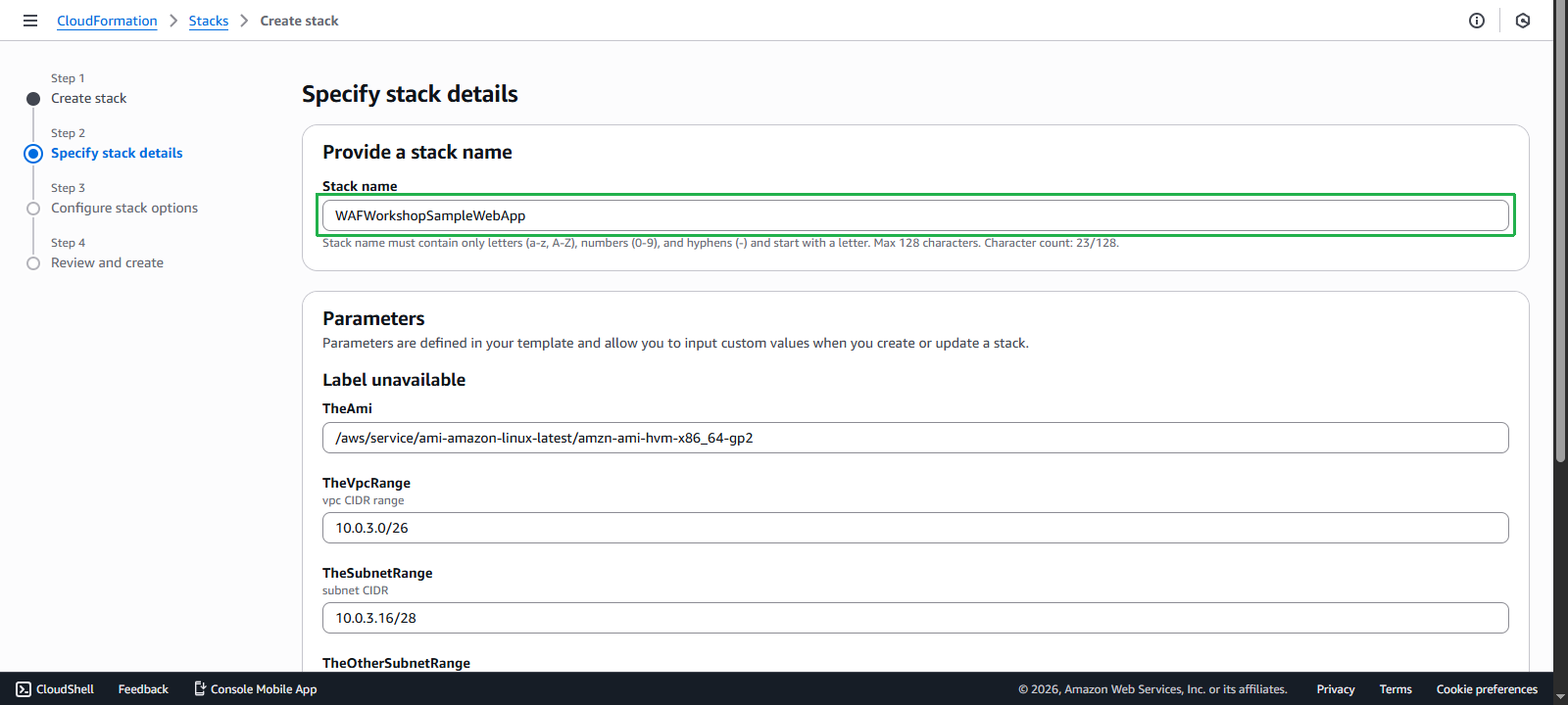 Create the sample web app